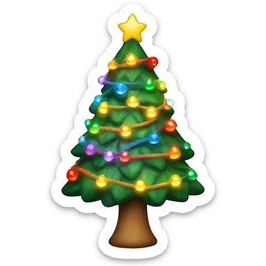 Christmas tree with rainbow string of lights sticker