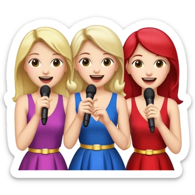 3 amigas en un karaoke cantando todas blancas de piel sticker