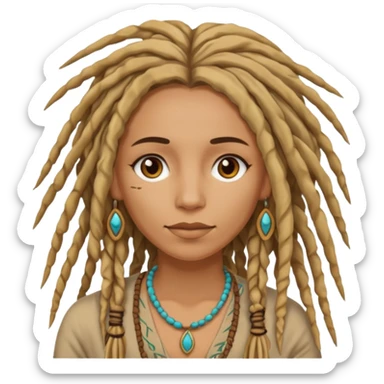 Brown and blonde dreads on tan woman boho sticker