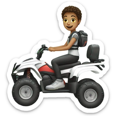 White teenager riding quad bike sticker