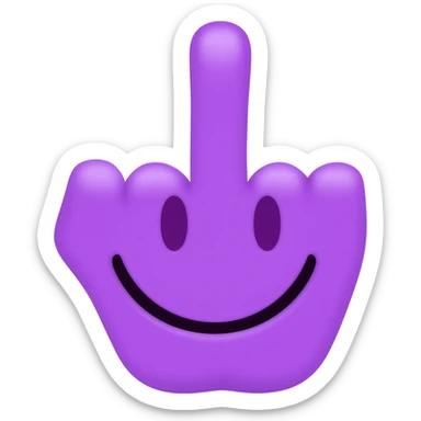 Purple smiling face giving you the middle finger sticker