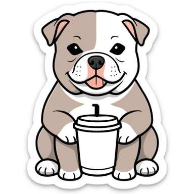 American bully drinking coffee sticker
