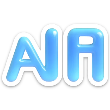 3D emoji of the word AIR, transparent glass-like letters with subtle reflections, floating sticker