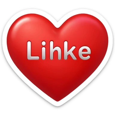the inscription "like" with a red heart  sticker