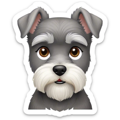 Cinematic Noble Miniature Schnauzer Portrait Emoji, Standing with a proud and stately demeanor, showcasing a sharply defined, salt-and-pepper fur with distinguished eyebrows and a confident, alert expression, simplified yet exquisitely detailed, glowing with a refined, dignified radiance, high shine, exuding intelligence and classic noble charm, soft glowing outline, capturing the essence of a noble Miniature Schnauzer that commands attention with effortless style! sticker