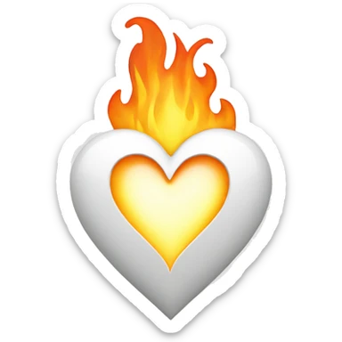 White heart in flames sticker