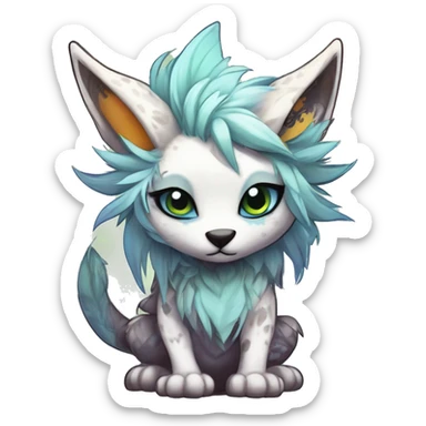 Cool cute Kawaii edgy fantasy shiny animal  fursona Fionbri vernid by griffsnuff & LiLaiRa & Falvie full body sticker