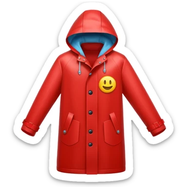 red raincoat, just rain coat, negative: object. sticker