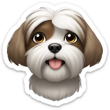 Shitzu with brown fur around her mouth, and grey fur around her eyes. sticker