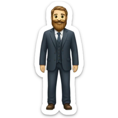 A full body man image with coat and suite having long beard sticker