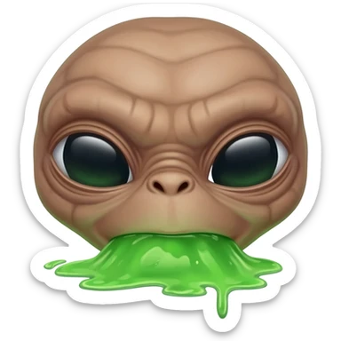 E.T. The Extra-Terrestrial from the movie puking green liquid sticker