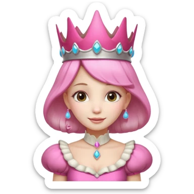 mushroom princess portrait, head and shoulders only, pink mushroom crown, elegant fantasy dress collar, warm smile, 3D cartoon, mobile game icon style, clean background, no text, no watermark
 
 sticker