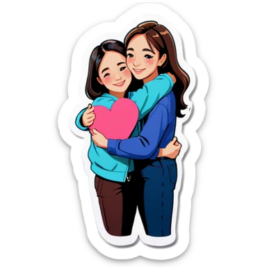Me and bestie huging sticker