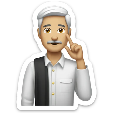black haired white man with small mustache saluting sticker