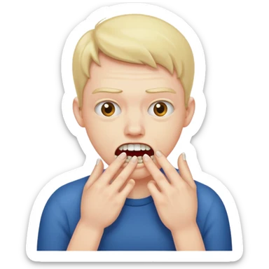 teeth chattering and biting fingernails sticker