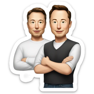 Texte avec écrit elevetagen avec Elon musk et plein de milliardaires derrière sticker