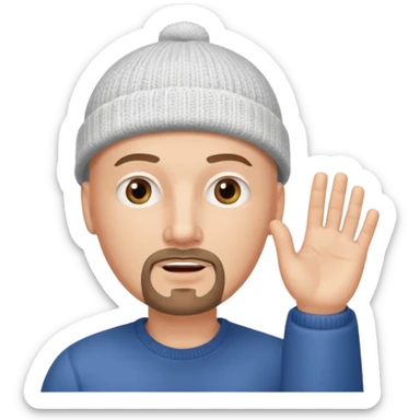 White bald with goatee hand raised knit cap sticker