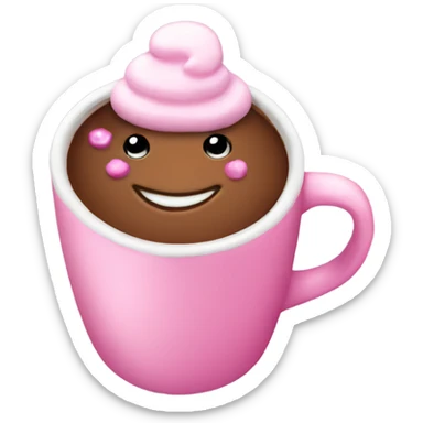 Pink hot chocolate with pink marshmallow  sticker