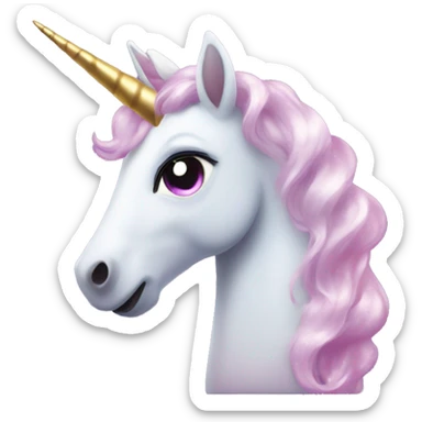 A unicorn with sparkles coming out of the horn and has heart eyes sticker
