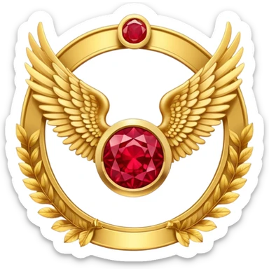 3rd place award number in frame decorated with golden angel  wings and rubby stone sticker