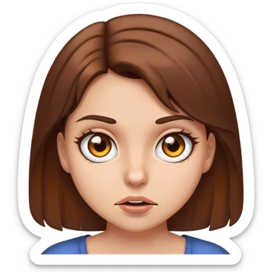 A mad girl with brown hair, brown eyes sticker
