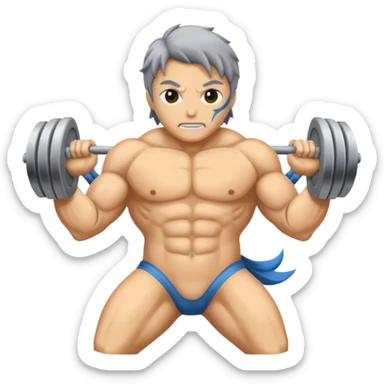 Tiburon con cuerpo músculos y agarro un tridente sticker