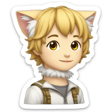 personagem loiro estilo anime com gatinho sticker