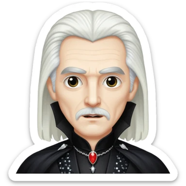Count Dracula with long white hair, black sequin outfit  sticker