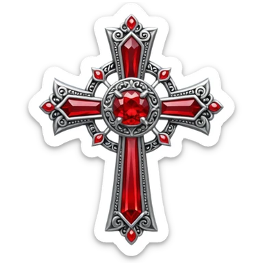 gothic cross with red gem sticker