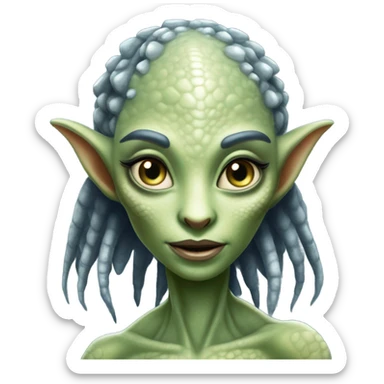 a reptilian alien woman full body sticker