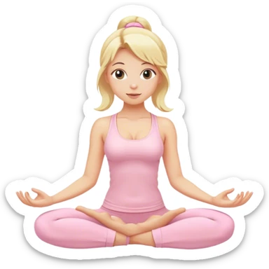 blonde yoga girl light pink clothes n sticker