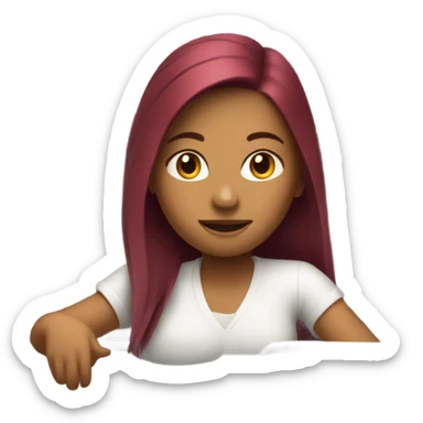 White car with a burgundy haired girl driving sticker