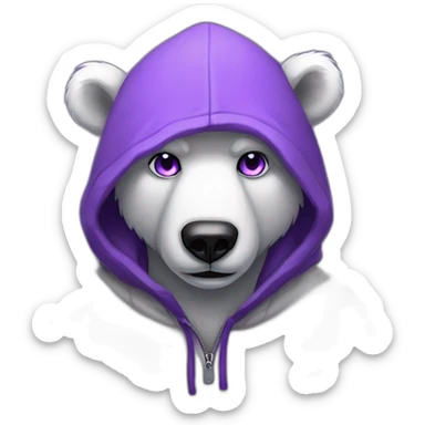 Adult Male Anthro polar bear, black hoodie, purple eyes sticker
