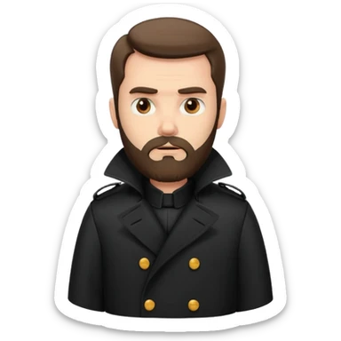 bearded man in black in black trenchcoat  sticker