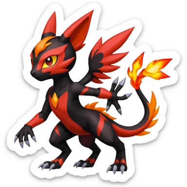 Colorful Meloetta-Litten-Guilmon-Darkrai-Pokémon-Fakémon-fusion-hybrid-creature sticker