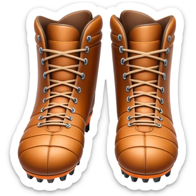 Cinematic Realistic image of a pair of rugby boots, showcasing sturdy leather construction, detailed cleat patterns and textured surfaces, illuminated by vibrant outdoor lighting that captures their athletic purpose sticker