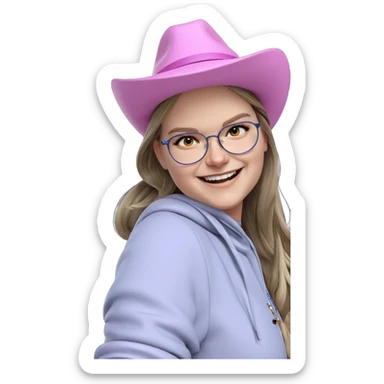 happy girl in stylish hat sticker
