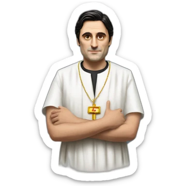 Andrea Montella seriously blessing like the pope with an arm with doctor dress sticker