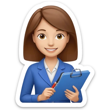 women with clipboard checking page sticker