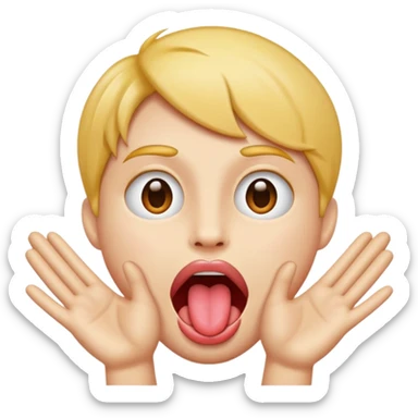 Face with tongue out with hands on the side open opening sticker