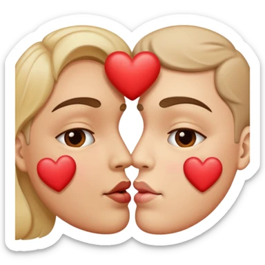 passionate kiss emoji, two faces with hearts sticker