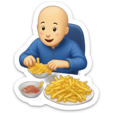 Caillou qui mange des frites sticker