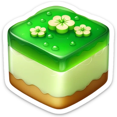 Water chestnut cake translucent jelly dessert, simplified emoji style with bold outlines and bright colors, cartoon style Matai Gao Cantonese sweet sticker