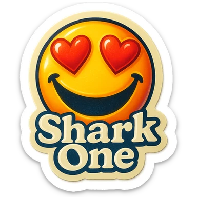 grin
heart shaped eye
add the words “ Shark One " in White sticker