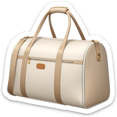 white gym bag with beige trim, minimal aesthetic sticker