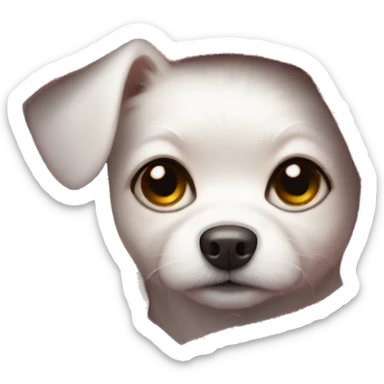 White small dog in a pink blanket looking cute  sticker