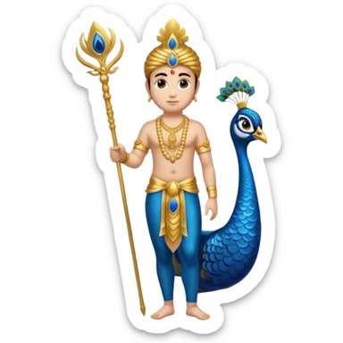 Give Lord murugan with blue peacock and vel staff as keypad emoji give as copy paste sticker in keyboard  sticker