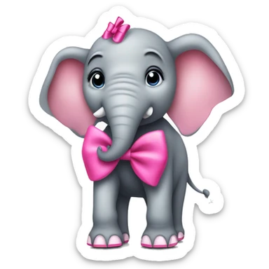 Elephant wearing high heels and a coquette pink bow sticker
