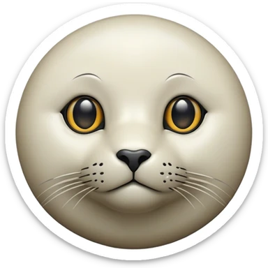 Cinematic Noble Seal Portrait Emoji, Poised and streamlined, with a sleek, smooth body of glossy, muted hues and expressive, dark eyes complemented by a rounded, agile head, Simplified yet sharp and sophisticated features, highly detailed, glowing with a soft, maritime luminescence, high shine, intelligent and graceful, stylized with an air of coastal authority, focused and alert, soft glowing outline, capturing the essence of a watchful marine guardian that appears ready to glide out of the screen with effortless authority! sticker