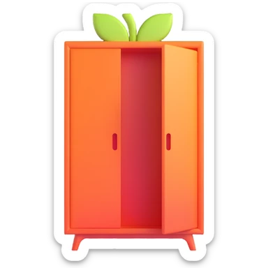 white modern wardrobe with apple-inspired design sticker